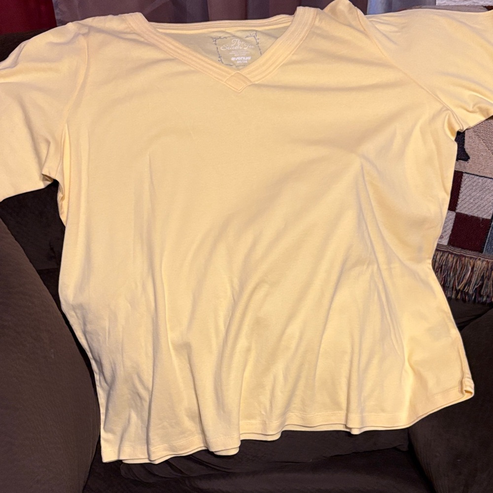 Avenue Women's Yellow V-Neck Top